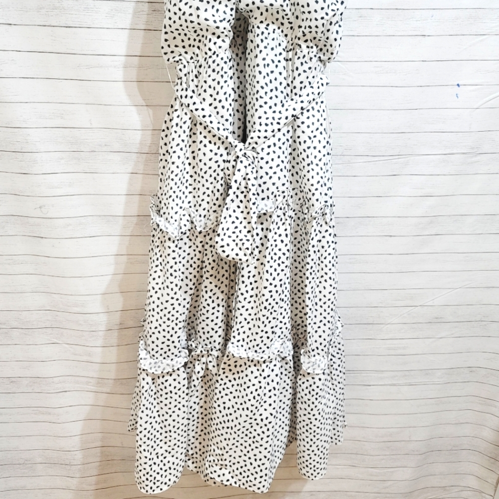 JJ's HOUSE White Spotted High Neck Tiered Ruffle Dress, sz 10 - Picture 10 of 16